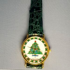 Marie Lourdes Jeweled Christmas tree themed watch.